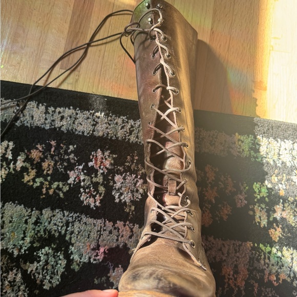 Frye Melissa Tall Classic Brown Leather Lace Up Knee High Equestrian Riding boot - Picture 3 of 11